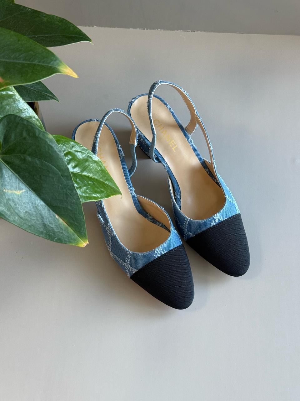 Chanel heels denim