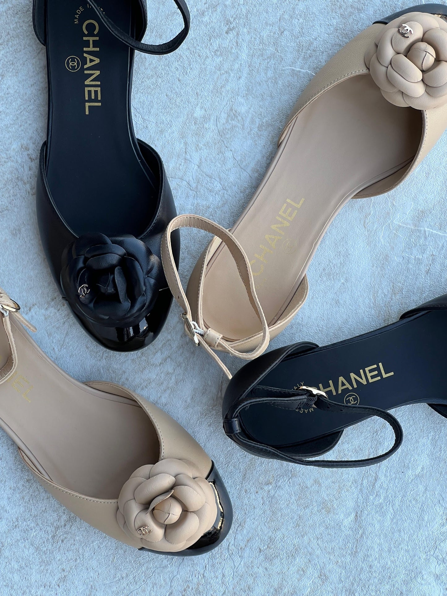 Chanel heels - low flat heel