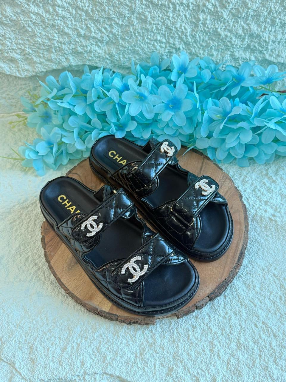 Chanel slippers & chanel sandals.