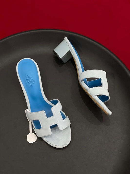 Hermes sandals heels blue