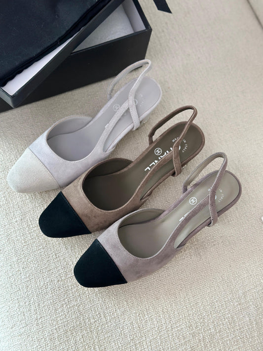 Chanel heels suede