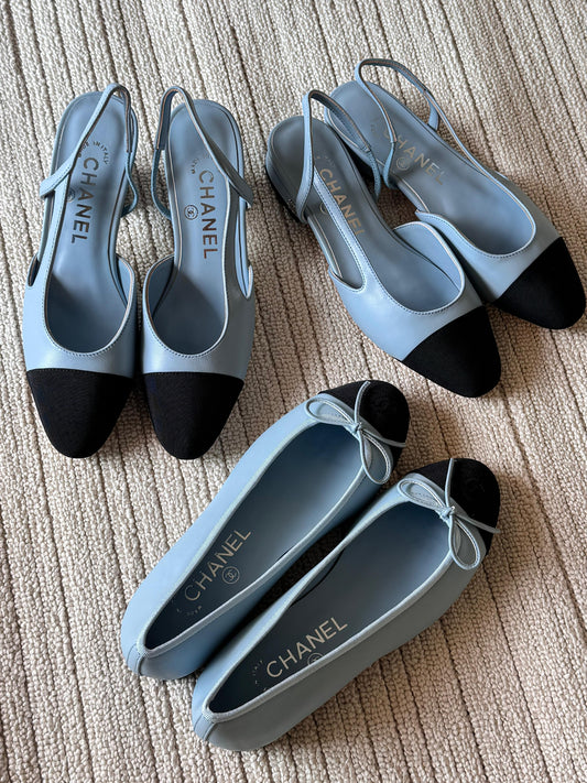 Chanel heels & Chanel ballerina blue