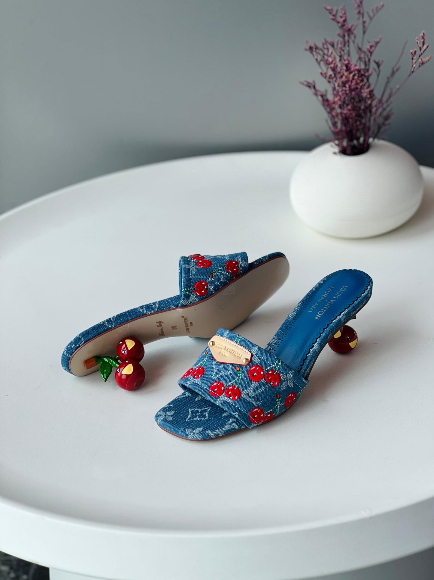 Lv sandals heels - cherry denim