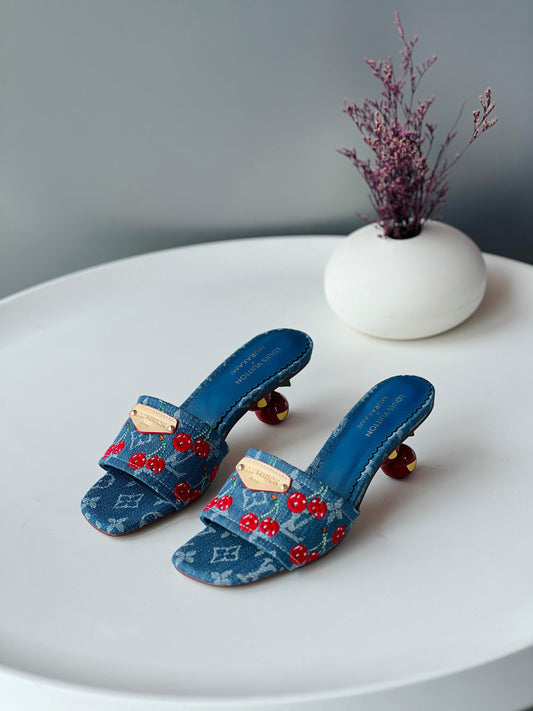 Lv sandals heels - cherry denim