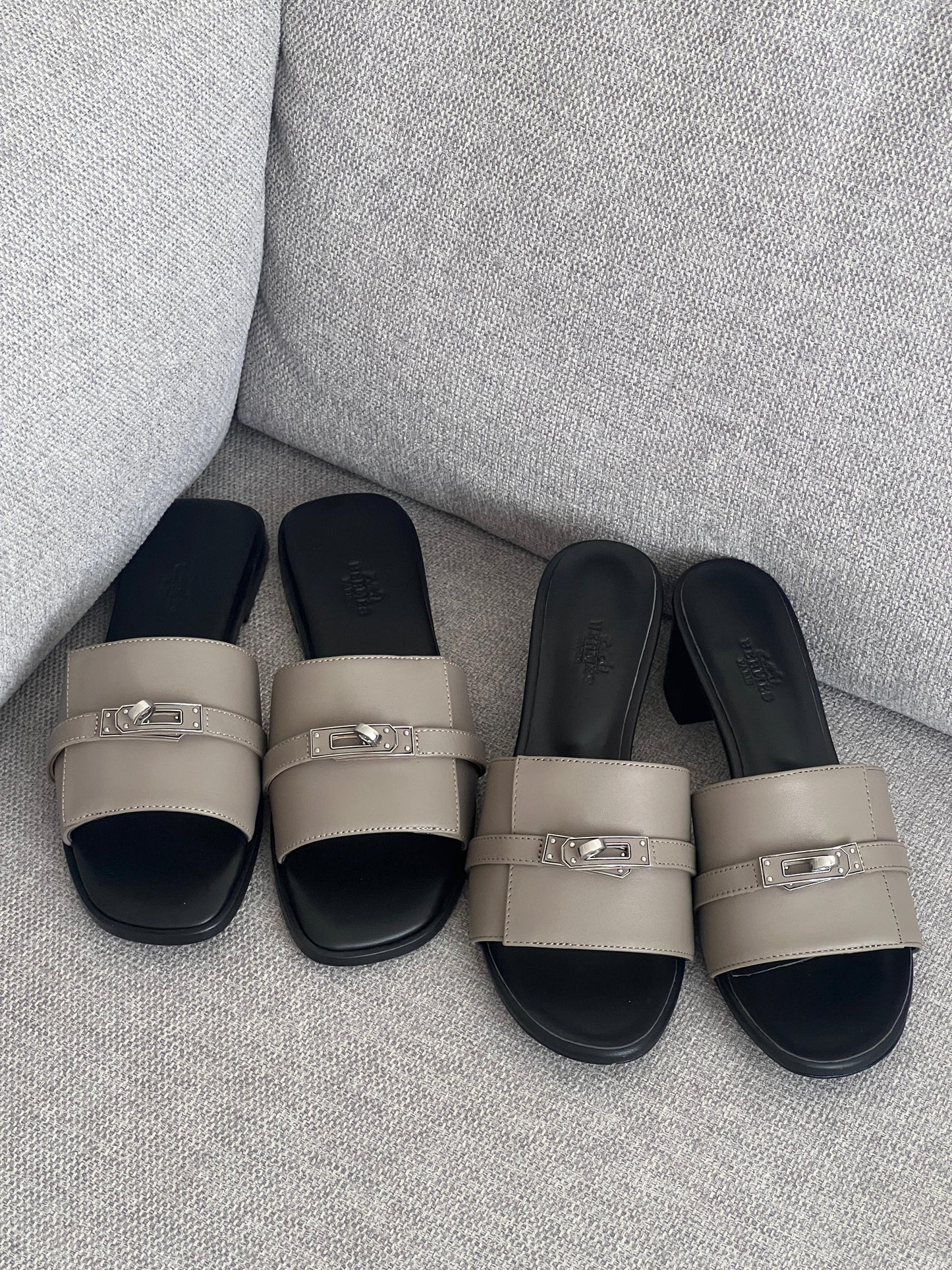 Hermes slippers & Hermes sandals heels - Taupe Grey