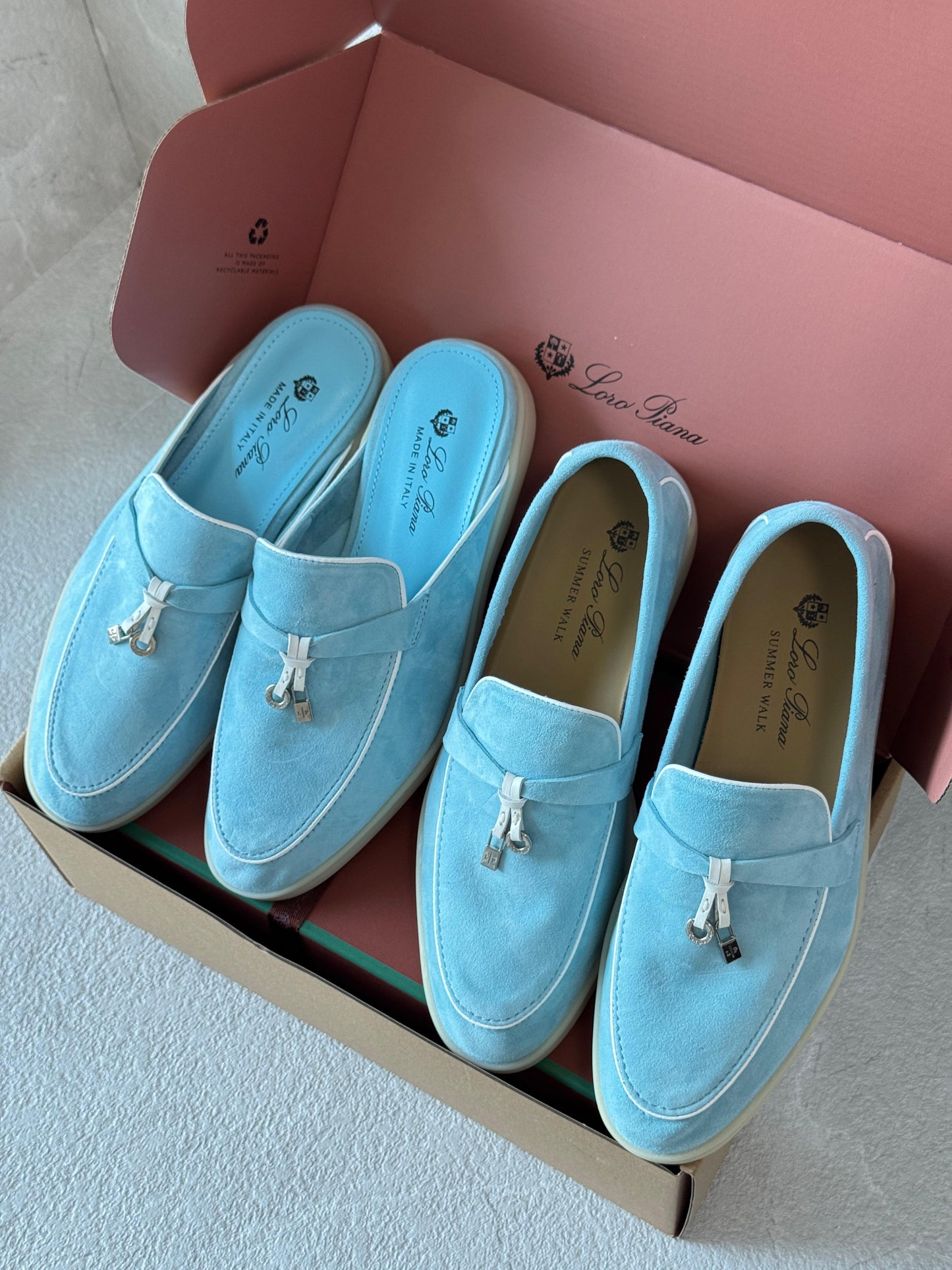 Loro piana loafers & loro piana mules - light blue