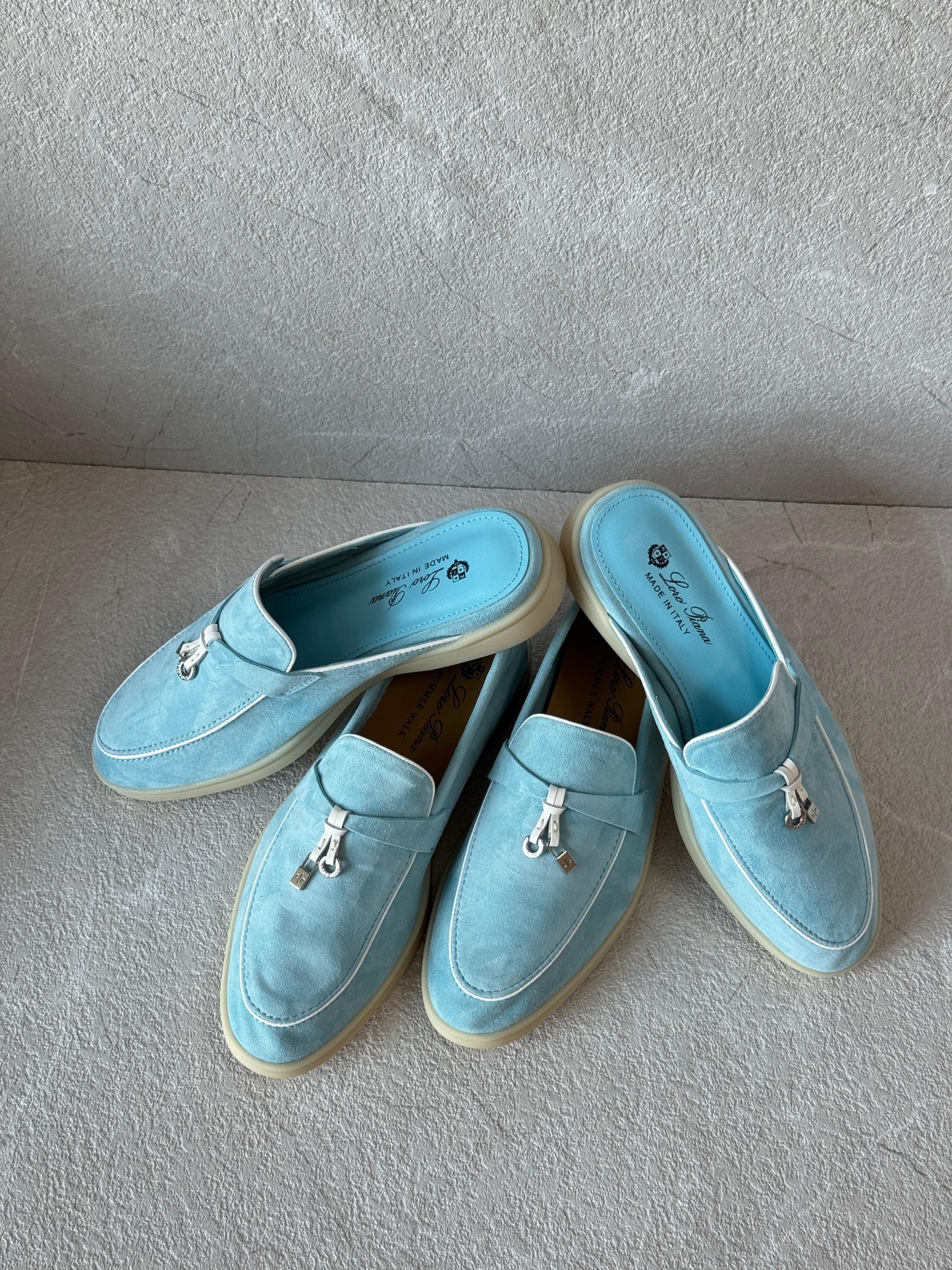 Loro piana loafers & loro piana mules - light blue