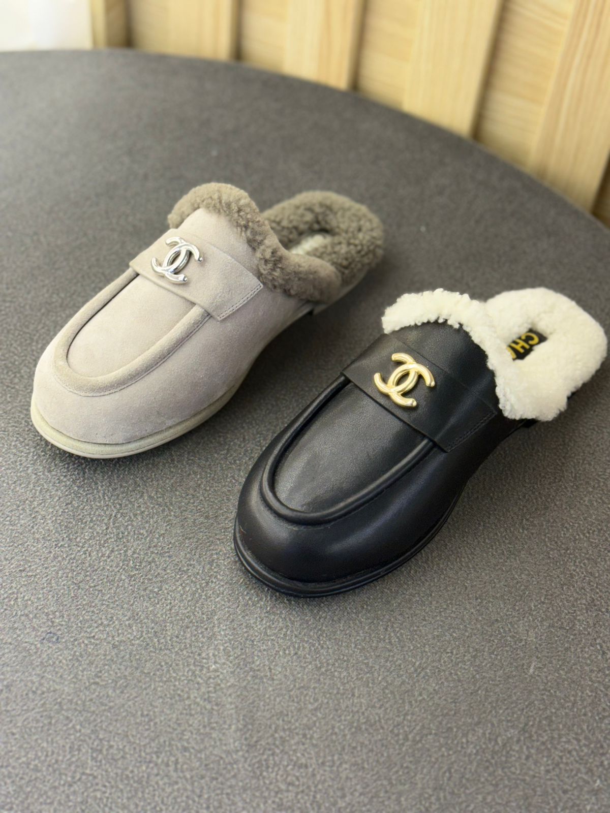 Chanel mules with fur