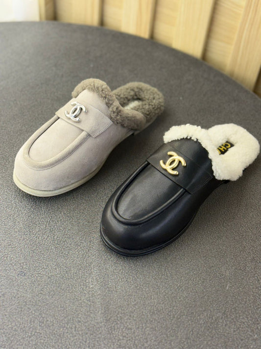 Chanel mules with fur