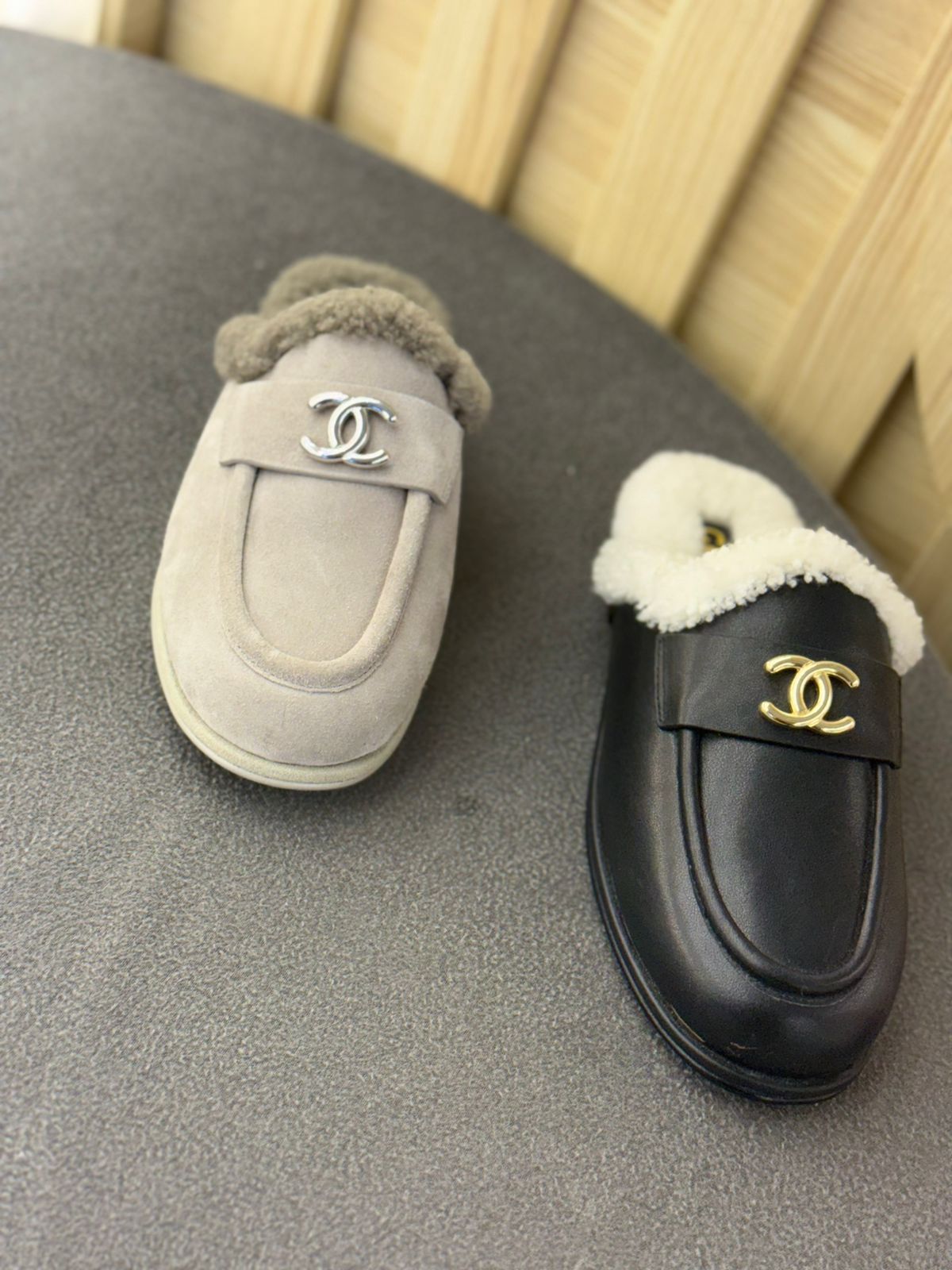 Chanel mules with fur