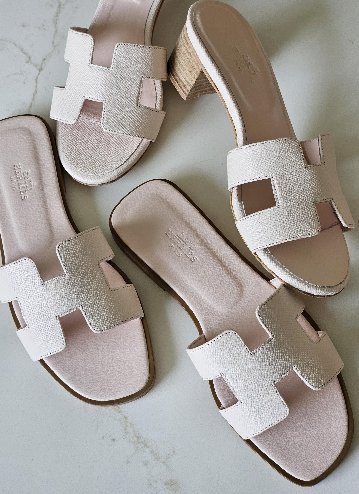 Hermes slippers & Hermes sandals heels white