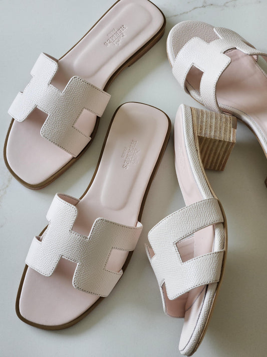 Hermes slippers & Hermes sandals heels white