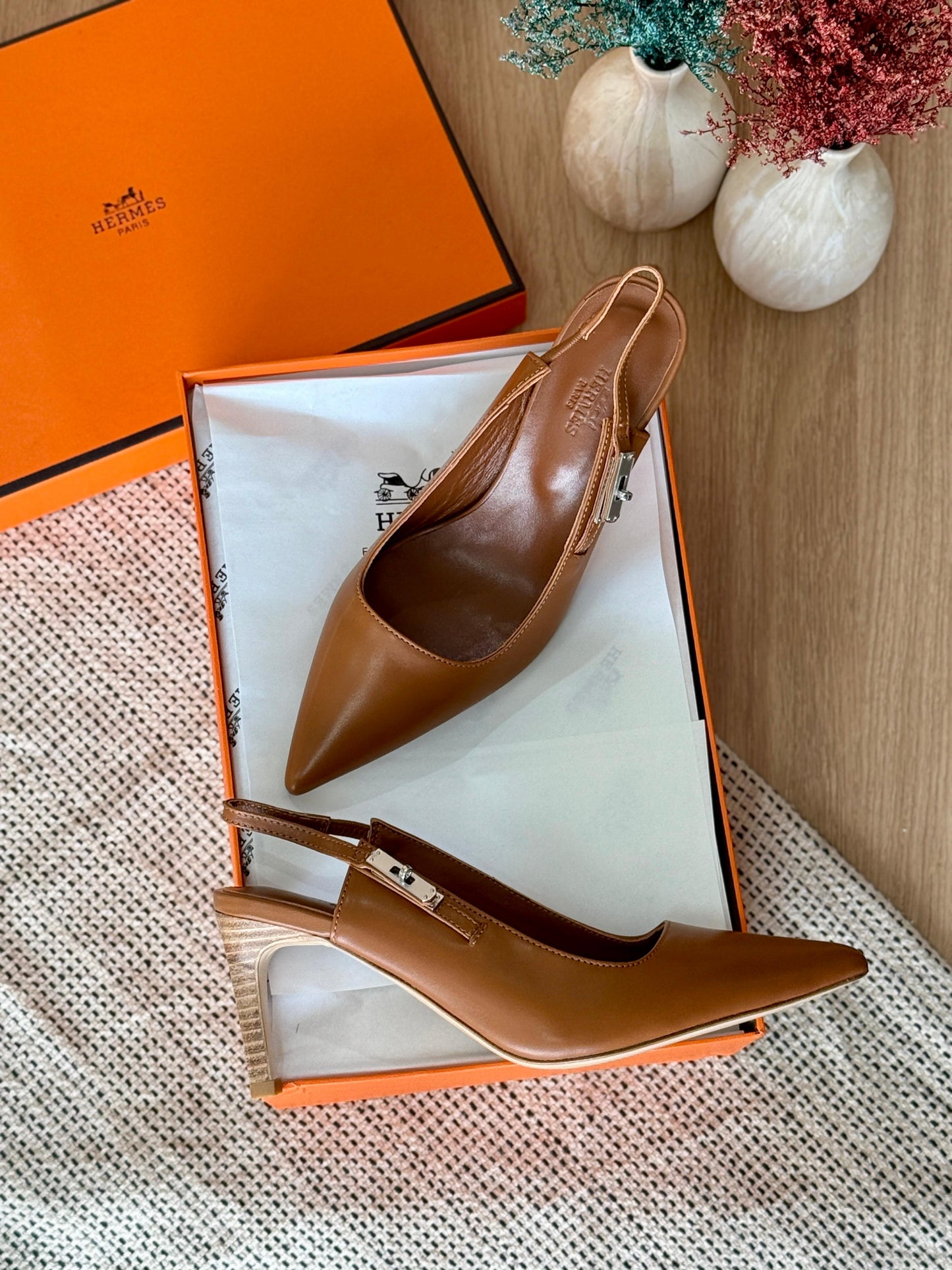 Hermes heels brown