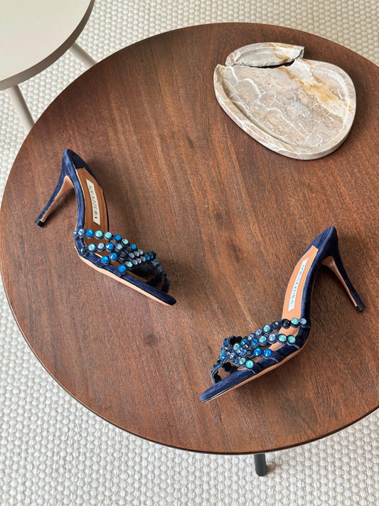 Aquazurra sandals heels blue