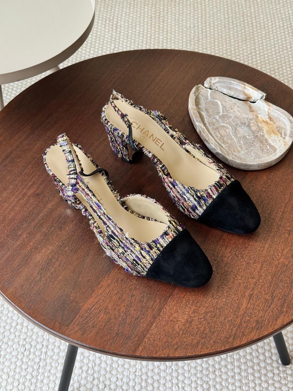 Chanel heels tweed