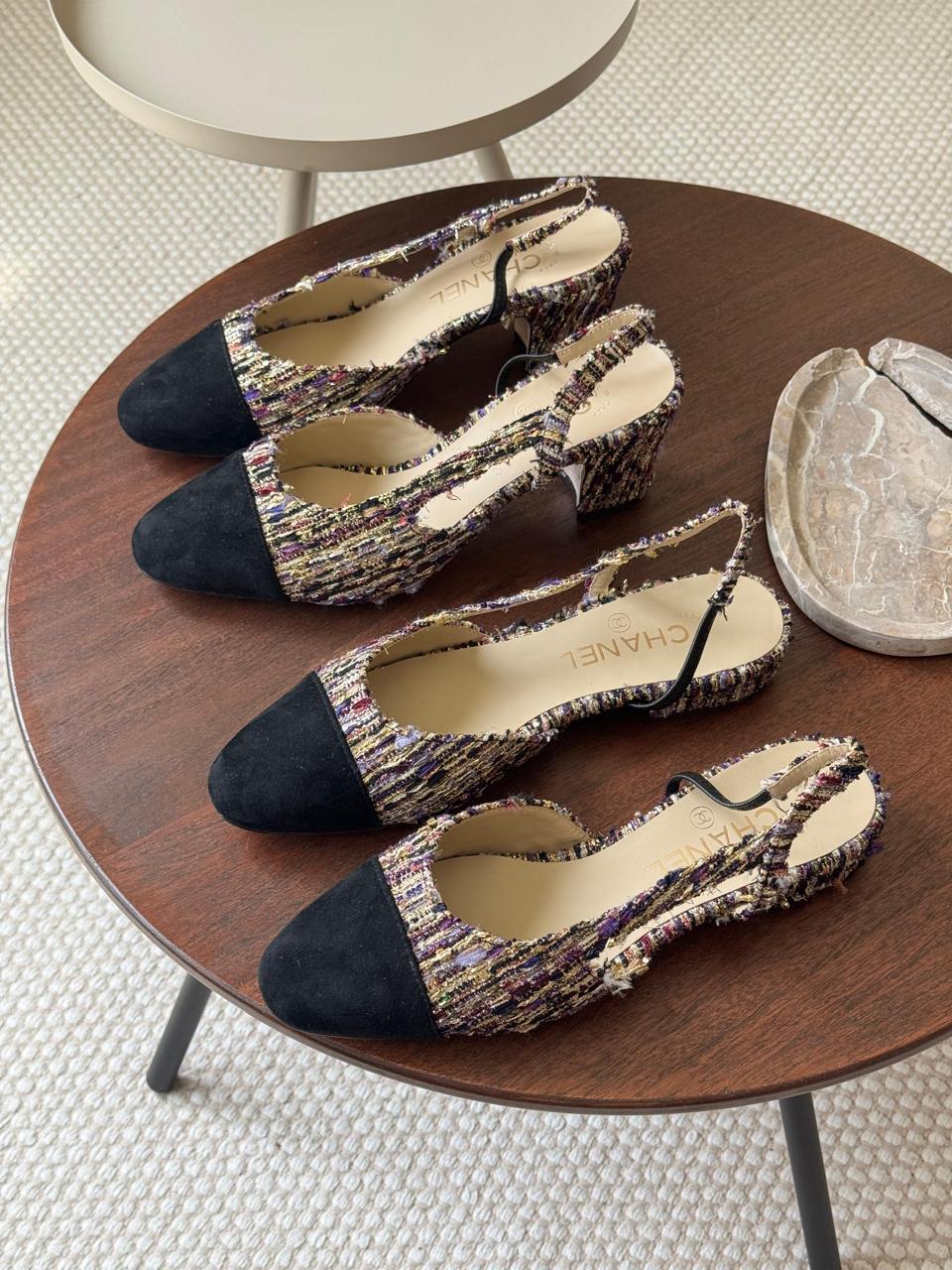 Chanel heels tweed