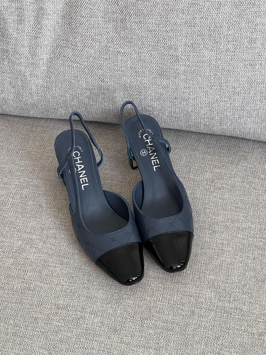 Chanel heels -navy blue