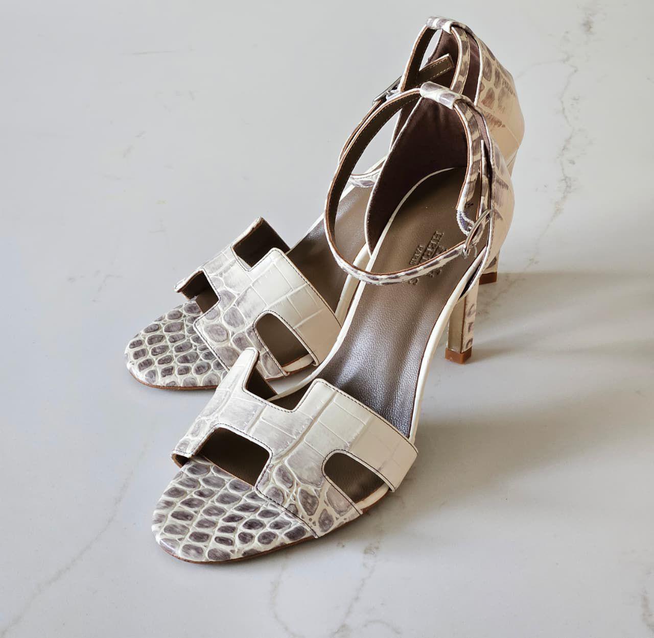 Hermes sandals heels crocodile