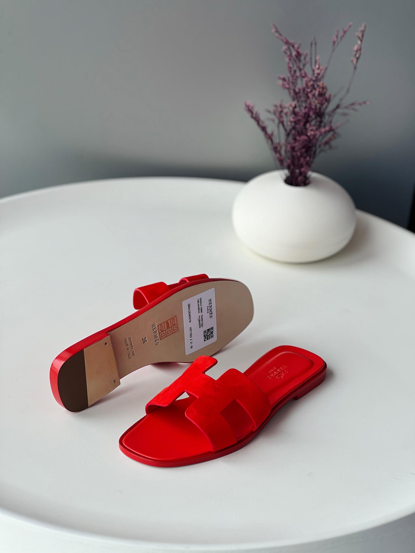 Hermes slippers suede