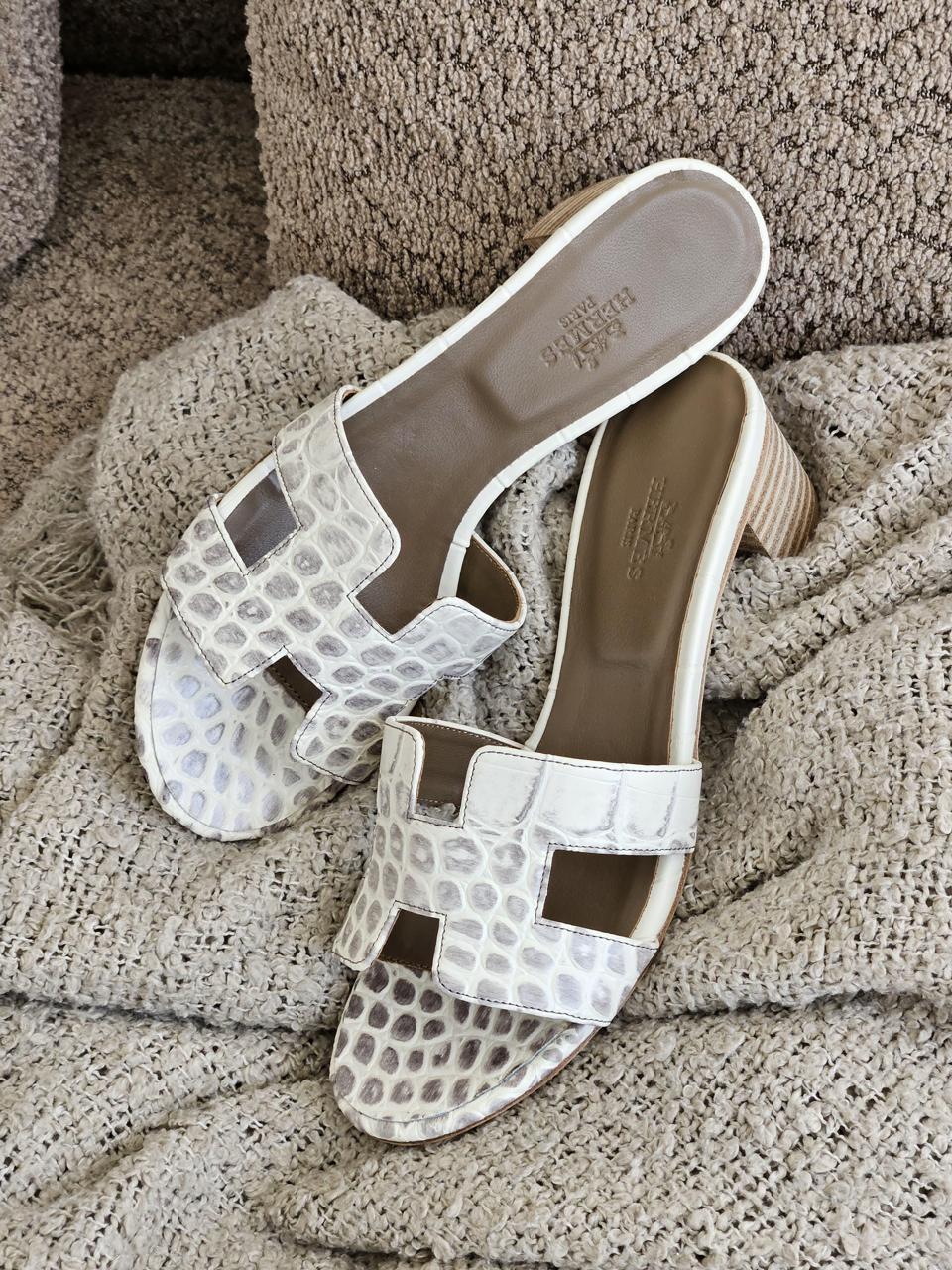 Hermes sandals heels crocodile