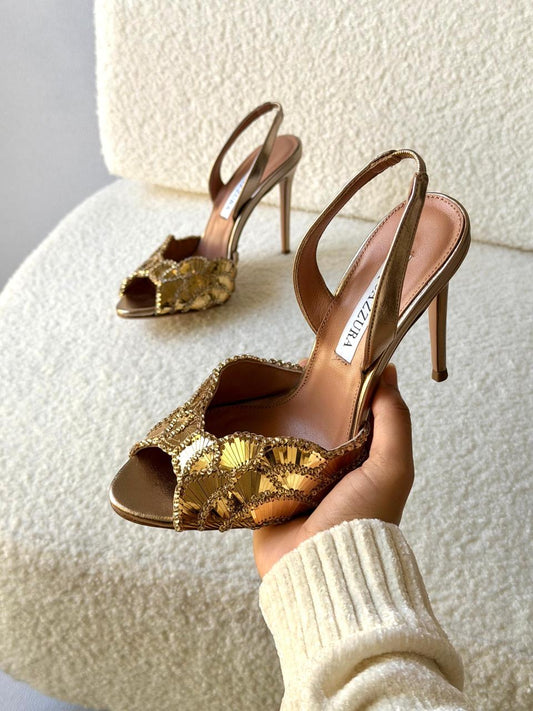 Aquazurra sandals heels - gold