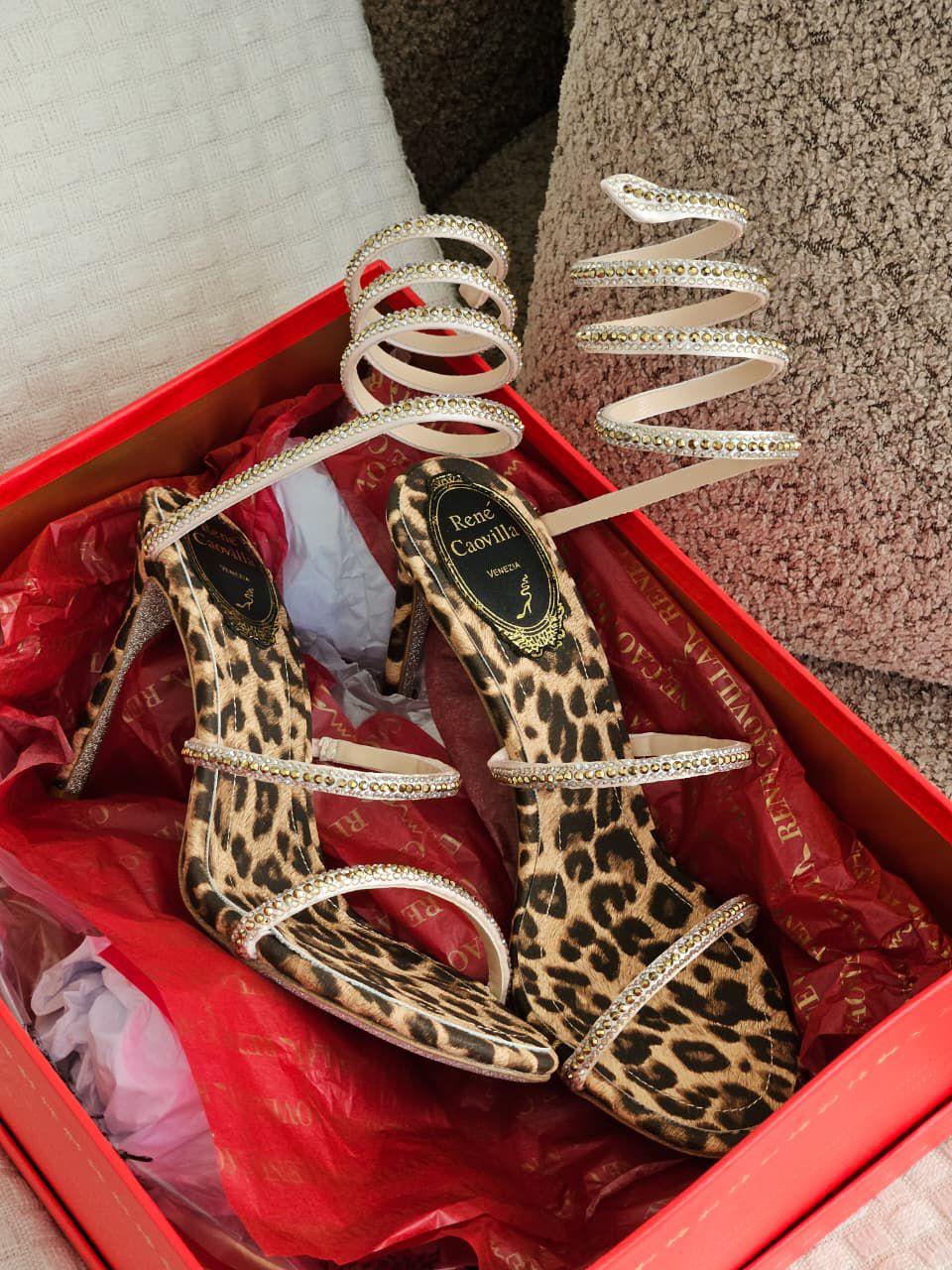 Rene caovilla sandals heels - leopard
