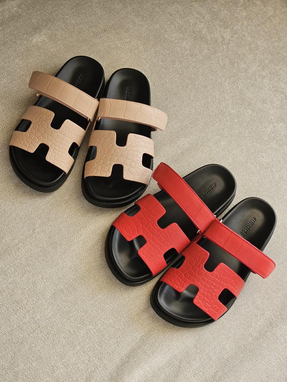 Hermes slippers chypre crocodile