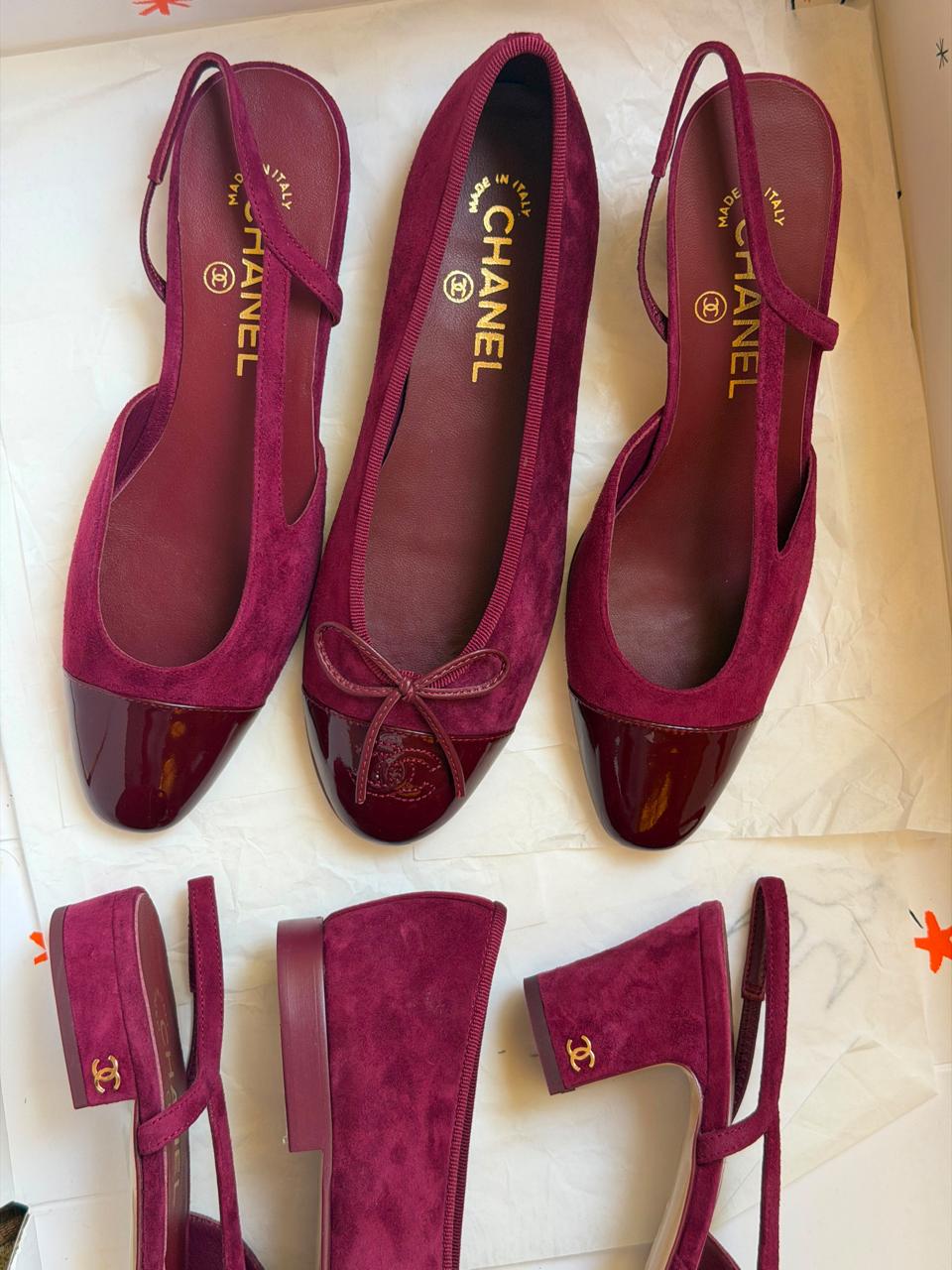 Chanel heels & low heels & chanel ballerina - maroon