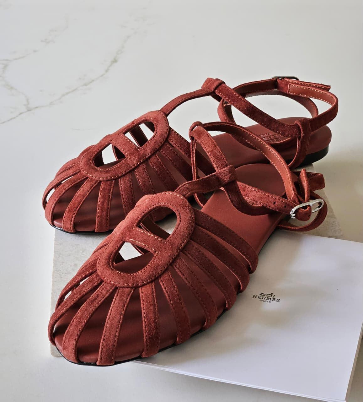 Hermes slippers - hermes sandals. Suede
