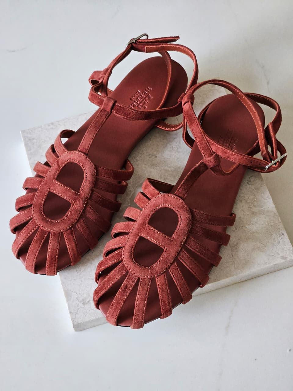 Hermes slippers - hermes sandals. Suede