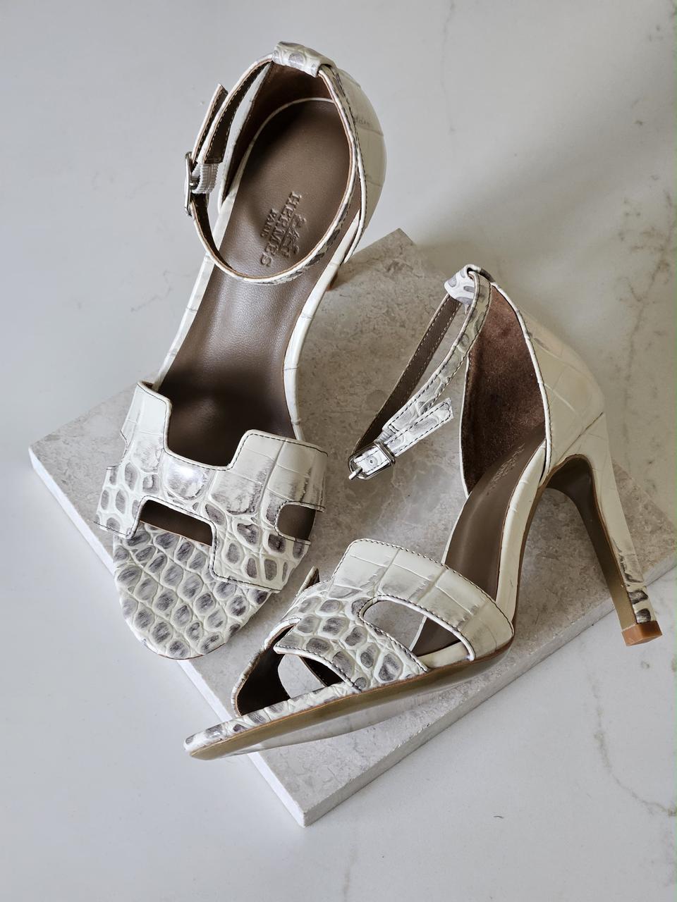 Hermes sandals heels - crocodile