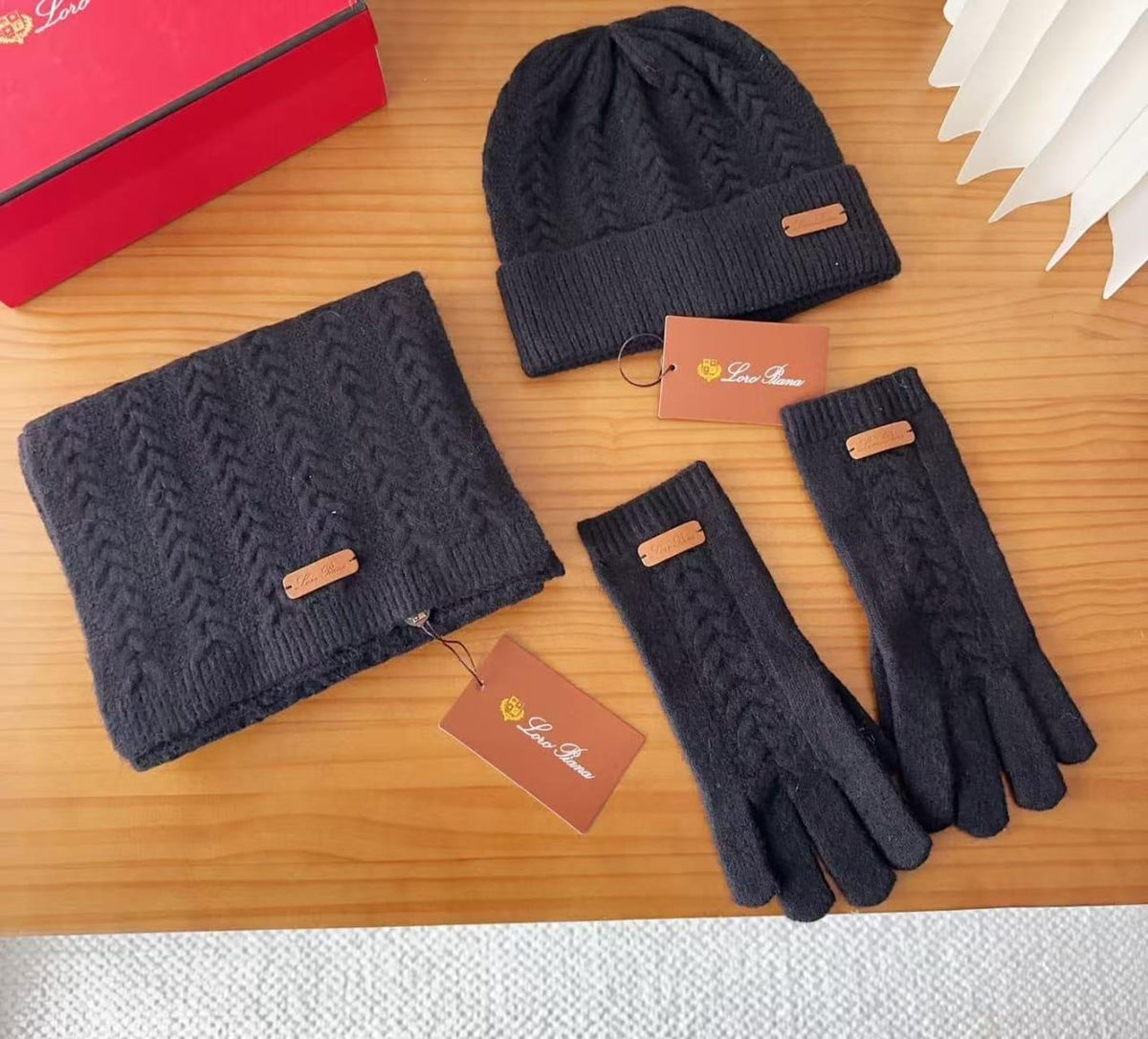 Loro piana scarf & hat & gloves