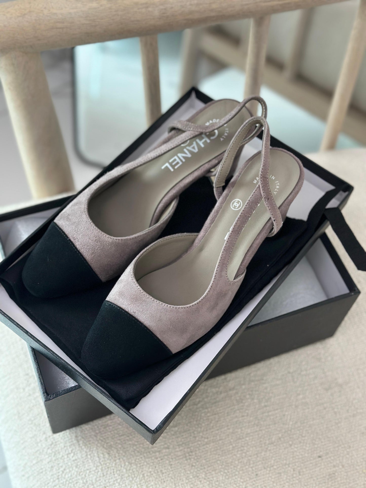Chanel heels suede