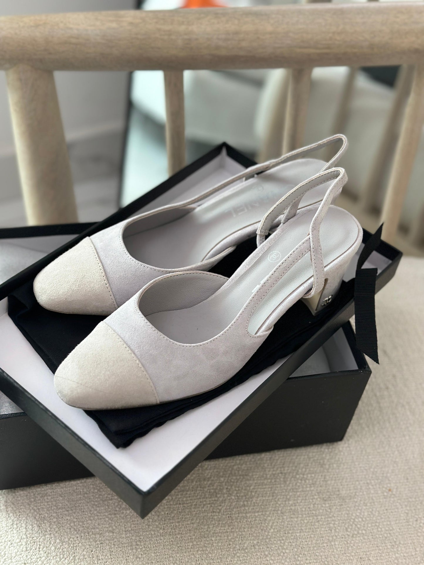 Chanel heels suede