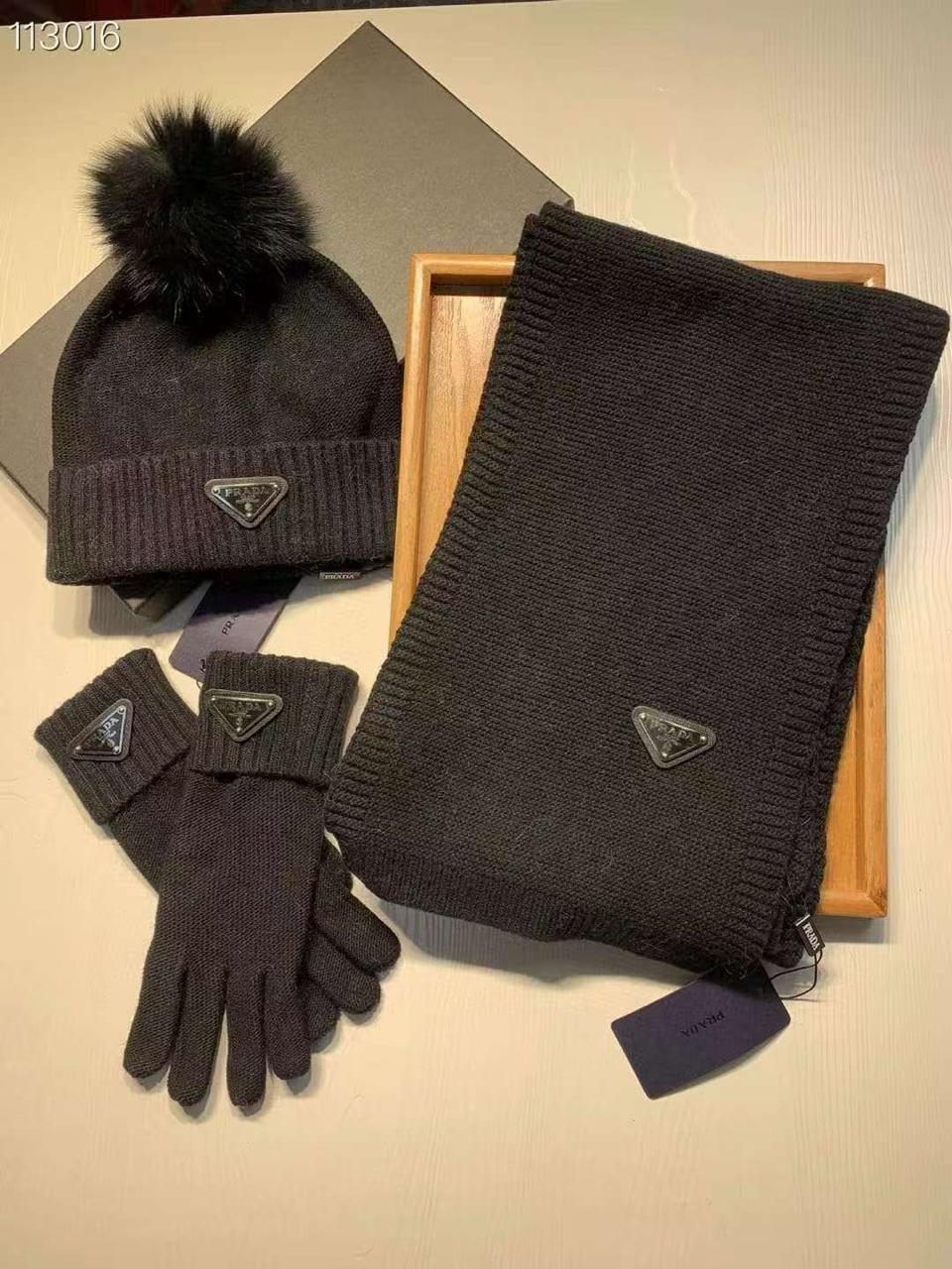 Prada scarf & hat & gloves