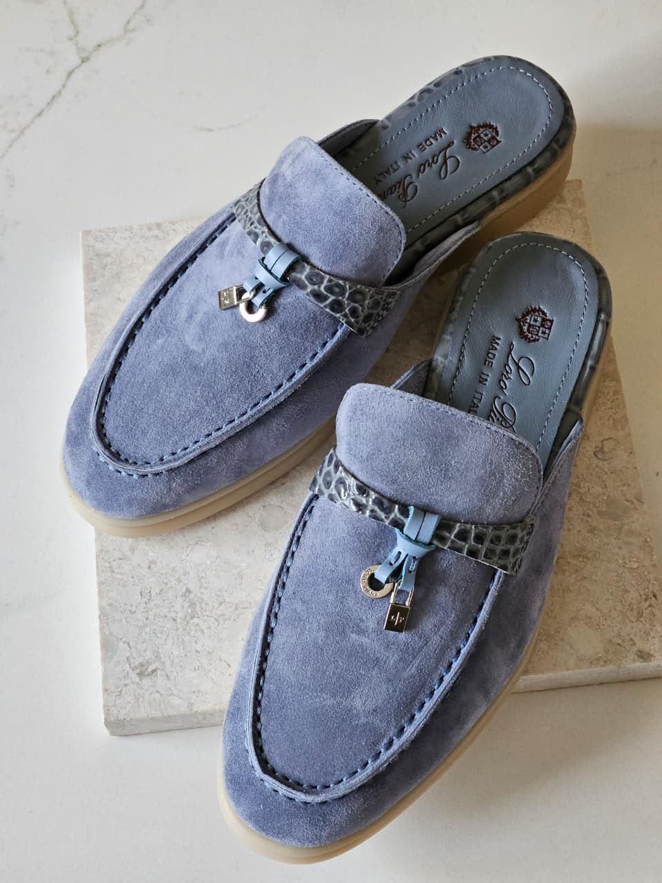 Loro piana mules with crocodile leather